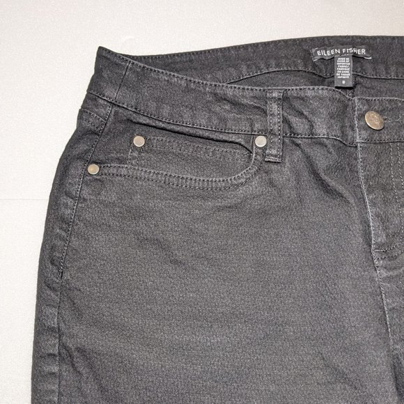 Eileen Fisher Organic Cotton Skinny Ankle Black Jeans Denim - Picture 4 of 15